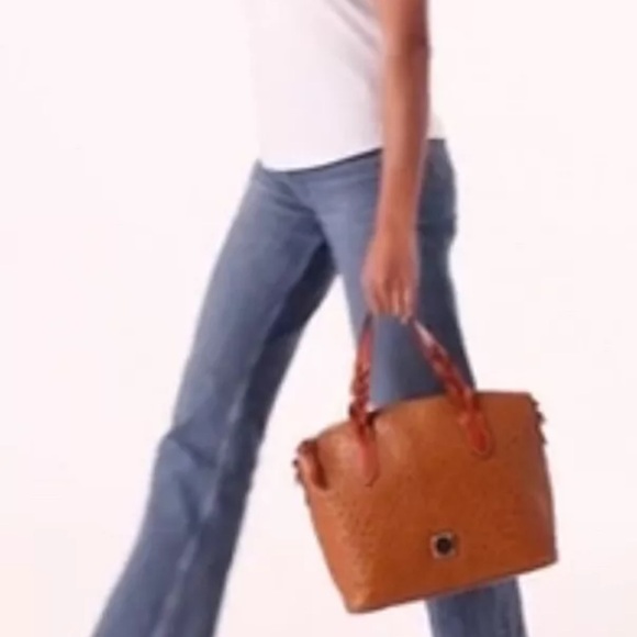 Dooney & Bourke Ostrich Celeste Satchel Caramel Brown (368.00) - Picture 2 of 15
